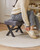 Small 12" H Footrest, Square Linen Foot Stool with Metal X-Leg, Multi-Use as Small Side Table, Step Stool for Living Room, Bedroom, Entryway, Office, Dark Gray WBD011G