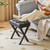 X-Leg Foot Rest, PU Footrest, Ottoman Seat Vanity Stool, Multi-Use as Small Side Table, for Bedroom, Living Room, Black LG-71B