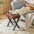 X-Leg Foot Rest, PU Footrest, Ottoman Seat Vanity Stool, Multi-Use as Small Side Table, for Bedroom, Living Room, Dark Brown LG-71Z