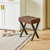 X-Leg Foot Rest, PU Footrest, Ottoman Seat Vanity Stool, Multi-Use as Small Side Table, for Bedroom, Living Room, Dark Brown LG-71Z