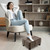 Small Foot Stool Ottoman Footstool with Legs Under Desk Footrest for Living Room Bedroom and Office,Linen-Stripe Brown