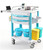 Medical Mobile Trolley Cart with Hide Secondary Worktable, Beauty Salon Rolling Trolley with 2 Drawers & 2 Trash Cans, Medical Utility Cart with Silent Wheels & Buckets for Hospital Clinic Lab