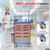 Medical Rolling Storage Crash Cart with Wheels, 5-Tier Medical Cart with Drawers, Adjustable IV Pole, Trash Bin & O2 Holder, Needle Disposal Holder, Silent Casters, Ideal for Hospitals (Red)
