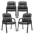 Leather Guest Chair with Padded Arm Rest for Reception Meeting Conference and Waiting Room Side Office Home Black 4 Pack