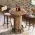 Round Bar Table, 39.4" H Wood Bistro Pub Table with Metal Ring Footrest for Dining Coffee Cocktail Living Room, Small Space, Brown(Only Table)