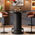 Round Bar Table, 39.4" H Wood Bistro Pub Table with Metal Ring Footrest for Dining Coffee Cocktail Living Room, Small Space, Black (Only Table)