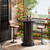 Round Bar Table, 39.4" H Wood Bistro Pub Table with Metal Ring Footrest for Dining Coffee Cocktail Living Room, Small Space, Black (Only Table)
