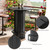 Round Bar Table, 39.4" H Wood Bistro Pub Table with Metal Ring Footrest for Dining Coffee Cocktail Living Room, Small Space, Black (Only Table)