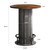 Round Bar Table, 39.4" H Wood Bistro Pub Table with Metal Ring Footrest for Dining Coffee Cocktail Living Room, Small Space, Brown & Gray (Only Table)