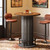 Round Bar Table, 39.4" H Wood Bistro Pub Table with Metal Ring Footrest for Dining Coffee Cocktail Living Room, Small Space, Brown & Gray (Only Table)