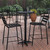 23.25" Round Aluminum Indoor-Outdoor Bar Height Table with Flip-Up Table, Black