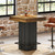 Square Bar Table, Kitchen Dining Table, Industrial Counter Height Pub Cocktail Table Home Bar Unit with Metal Footrest for Dining Room, Tavern, Coffee Corner, Bistro, Rustic Brown