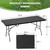 Outdoor Folding Camping Table Plastic Table Portable Square Height Dining Table Perfect for Picnics,Parties,Party and Camping,Black Ratten