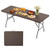 6 FT Picnic Table, Portable Plastic Folding Table with Carrying Handle Perfect for Picnics, Parties, Party and Camping, Brown