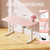 55 Inch Large Electric Standing Desk, 4 Memory Heights Adjustable,Sit to Stand Up, Work Home Office Computer Table for Study, Walking Pad, Writing, and Games, Wooden Desktop Desks, Pink