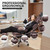 Office Desk Chair, Big and Tall Leather Chair with Footrest, Wide Ergonomic Comfy Executive High-Back Reclining Computer Chairs, Swivel Rolling Wheels and Padded Lumbar Support,Coffee