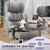 Office Desk Chair, Big and Tall Leather Chair with Footrest, Wide Ergonomic Comfy Executive High-Back Reclining Computer Chairs, Swivel Rolling Wheels and Padded Lumbar Support, Gray