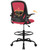 Drafting Office Chair with Flip-up Armrests Executive Ergonomic Computer Standing Desk Chair with Lumbar Support and Adjustable Footrest Ring (Fire Brick)