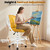 Drafting Office Chair with Flip-up Armrests Executive Ergonomic Computer Standing Desk Chair with Lumbar Support and Adjustable Footrest Ring (Mustard)