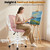 Drafting Office Chair with Flip-up Armrests Executive Ergonomic Computer Standing Desk Chair with Lumbar Support and Adjustable Footrest Ring (Rose Quartz)