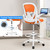 Drafting Office Chair with Flip-up Armrests Executive Ergonomic Computer Standing Desk Chair with Lumbar Support and Adjustable Footrest Ring (Sunset Orange)