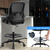Drafting Office Chair with Flip-up Armrests, Adjustable Height, and Enhanced Lumbar Support - Ergonomic Rolling Stool, Back Support, and Adjustable Foot Rest Ring for Standing Desk Black