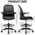 Drafting Office Chair with Flip-up Armrests, Adjustable Height, and Enhanced Lumbar Support - Ergonomic Rolling Stool, Back Support, and Adjustable Foot Rest Ring for Standing Desk Black