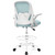 Drafting Office Chair with Flip-up Armrests, Adjustable Height, and Enhanced Lumbar Support - Ergonomic Rolling Stool, Back Support, and Adjustable Foot Rest Ring Light Blue