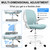Drafting Office Chair with Flip-up Armrests, Adjustable Height, and Enhanced Lumbar Support - Ergonomic Rolling Stool, Back Support, and Adjustable Foot Rest Ring Light Blue