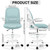 Drafting Office Chair with Flip-up Armrests, Adjustable Height, and Enhanced Lumbar Support - Ergonomic Rolling Stool, Back Support, and Adjustable Foot Rest Ring Light Blue