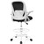 Drafting Office Chair with Flip-up Armrests, Adjustable Height, and Enhanced Lumbar Support - Ergonomic Rolling Stool, Back Support, and Adjustable Foot Rest Ring for Standing Desk White