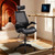Drafting Office Chair with 4-Level Adjustable Headrest Tall Standing Desk Stool with Soft Microfiber Leather Seat, Breathable Mesh Back, 90° Flip-Up Arms, and Adjustable Foot Ring