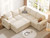 85 Inch Modular Sectional Sofa with Pull Out Bed, L Shaped 5 Seat Sectional Sleeper Sofa with Storage, Sectional Couches for Living Room, Cloud Modular Couch, Removable Sofa Cover, Beige