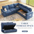 SUAWY 85 Inch Modular Sectional Sofa with Pull Out Bed, L Shaped 5 Seat Sectional Sleeper Sofa with Storage, Sectional Couches for Living Room, Cloud Modular Couch,Removable Sofa Cover,Blue