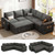 85 Inch Modular Sectional Sofa with Pull Out Bed,L Shaped 5 Seat Sectional Sleeper Sofa with Storage,Sectional Couches for Living Room,Cloud Modular Couch,Removable Sofa Cover, Dark Grey