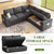 85 Inch Modular Sectional Sofa with Pull Out Bed,L Shaped 5 Seat Sectional Sleeper Sofa with Storage,Sectional Couches for Living Room,Cloud Modular Couch,Removable Sofa Cover, Dark Grey