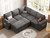 85 Inch Modular Sectional Sofa with Pull Out Bed,L Shaped 5 Seat Sectional Sleeper Sofa with Storage,Sectional Couches for Living Room,Cloud Modular Couch,Removable Sofa Cover, Dark Grey