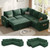 85 Inch Modular Sectional Sofa with Pull Out Bed, L Shaped 5 Seat Sectional Sleeper Sofa with Storage, Sectional Couches for Living Room, Cloud Modular Couch,Removable Sofa Cover,Green