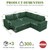 85 Inch Modular Sectional Sofa with Pull Out Bed, L Shaped 5 Seat Sectional Sleeper Sofa with Storage, Sectional Couches for Living Room, Cloud Modular Couch,Removable Sofa Cover,Green