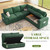 85 Inch Modular Sectional Sofa with Pull Out Bed, L Shaped 5 Seat Sectional Sleeper Sofa with Storage, Sectional Couches for Living Room, Cloud Modular Couch,Removable Sofa Cover,Green