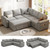 85 Inch Modular Sectional Sofa with Pull Out Bed, L Shaped 5 Seat Sectional Sleeper Sofa with Storage, Sectional Couches for Living Room, Cloud Modular Couch,Removable Sofa Cover,Light Grey