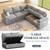 85 Inch Modular Sectional Sofa with Pull Out Bed, L Shaped 5 Seat Sectional Sleeper Sofa with Storage, Sectional Couches for Living Room, Cloud Modular Couch,Removable Sofa Cover,Light Grey