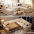 108 Inch Modular Sectional Sofa with Pull Out Bed,U Shaped 7 Seat Sectional Sleeper Sofa with Storage,Sectional Couches for Living Room,Cloud Modular Couch,Removable Sofa Cover,Beige