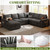 108 Inch Sectional Sleeper Sofa with Pull Out Bed, U Shaped 7 Seat Modular Sectional Sofa with Storage, Sectional Couches for Living Room, Cloud Modular Couch,Removable Sofa Cover, Dark Grey