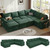 108 Inch Modular Sectional Sofa with Pull Out Bed,U Shaped 7 Seat Sectional Sleeper Sofa with Storage,Sectional Couches for Living Room,Cloud Modular Couch,Removable Sofa Cover,Green