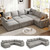 108 Inch Modular Sectional Sofa with Pull Out Bed,U Shaped 7 Seat Sectional Sleeper Sofa with Storage,Sectional Couches for Living Room,Cloud Modular Couch,Removable Sofa Cover,Light Gray