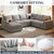 108 Inch Modular Sectional Sofa with Pull Out Bed,U Shaped 7 Seat Sectional Sleeper Sofa with Storage,Sectional Couches for Living Room,Cloud Modular Couch,Removable Sofa Cover,Light Gray