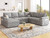 108 Inch Modular Sectional Sofa with Pull Out Bed,U Shaped 7 Seat Sectional Sleeper Sofa with Storage,Sectional Couches for Living Room,Cloud Modular Couch,Removable Sofa Cover,Light Gray