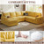 108 Inch Modular Sectional Sofa with Pull Out Bed,U Shaped 7 Seat Sectional Sleeper Sofa with Storage,Sectional Couches for Living Room,Cloud Modular Couch,Removable Sofa Cover,Yellow