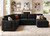 Sectional Sleeper Sofa with Pull Out Bed U-Shape Sectional Couch with Storage Chaise 6 Seater Sleeper Sectional Sofa Bed, Velvet Black